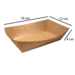 500 Charolas Bandeja Comida Kraft Biodegradable 16 x 12 x 4 cm
